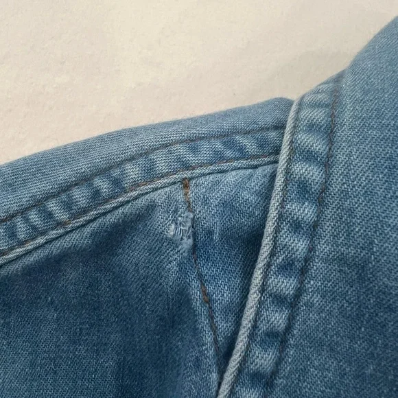 Harley-Davidson Biker Blues Womens Chambray Cropped Tie Front Shirt Y2K S - Picture 8 of 12